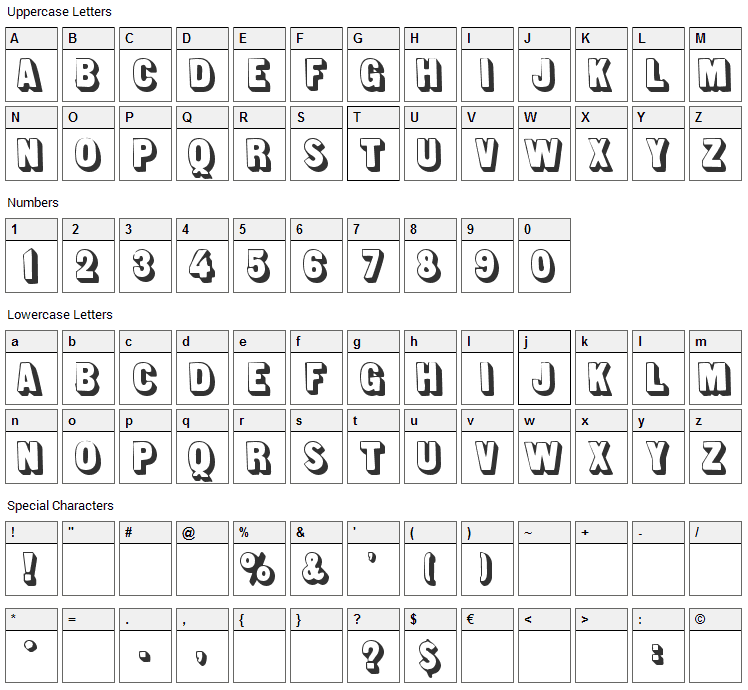 Lunch Font Character Map