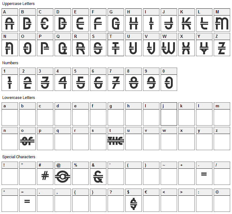 Luncheonette Font Character Map