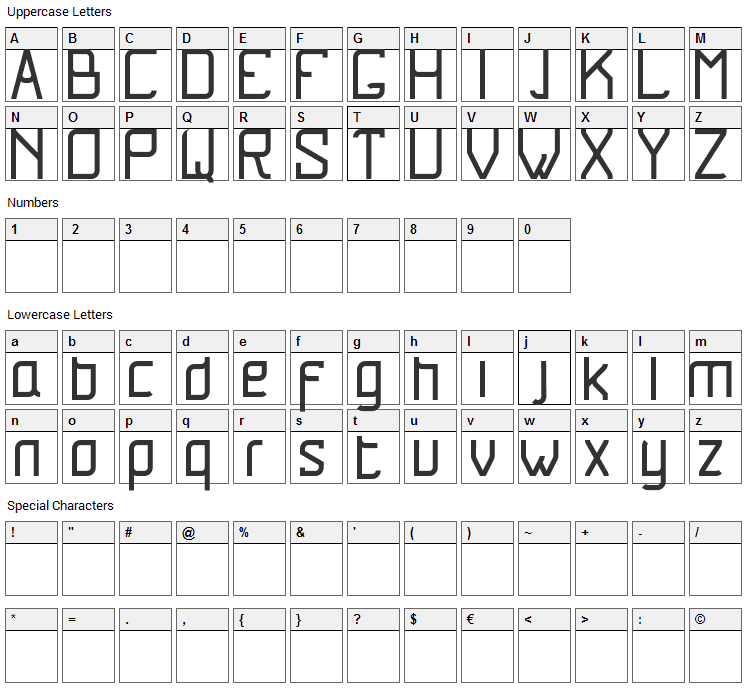 Lurix Font Character Map