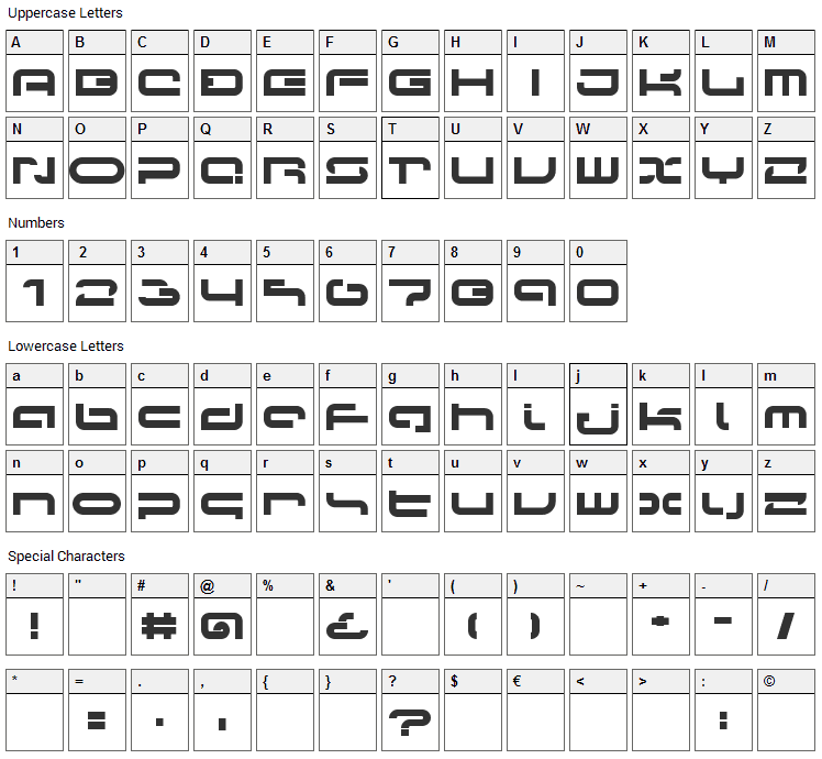 LVDC Papicon Font Character Map