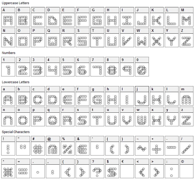 Lynx Font Character Map