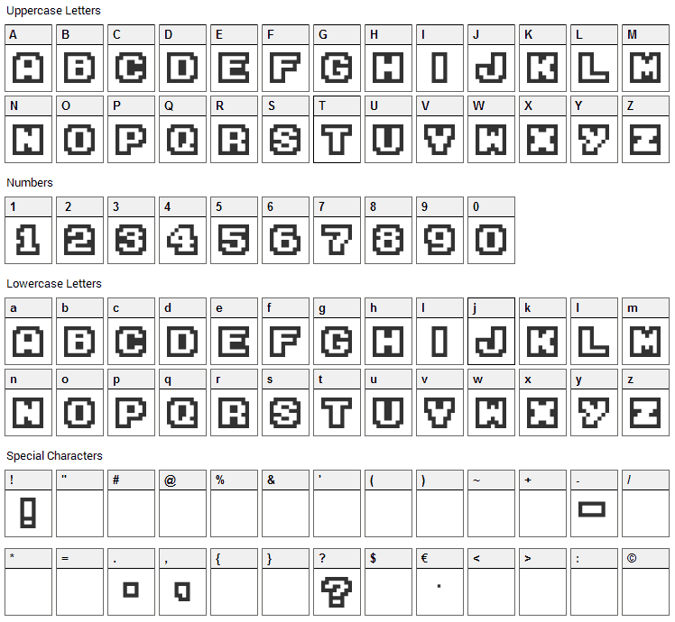 M04 Fatal Fury Font Character Map