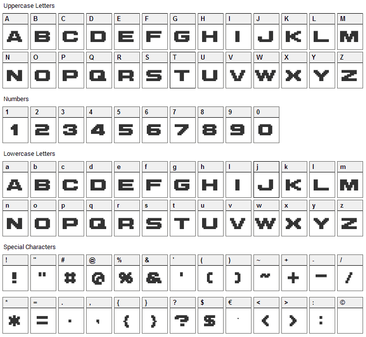 M42 Flight 721 Font Character Map