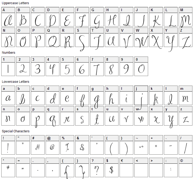 Ma Sexy Font Character Map