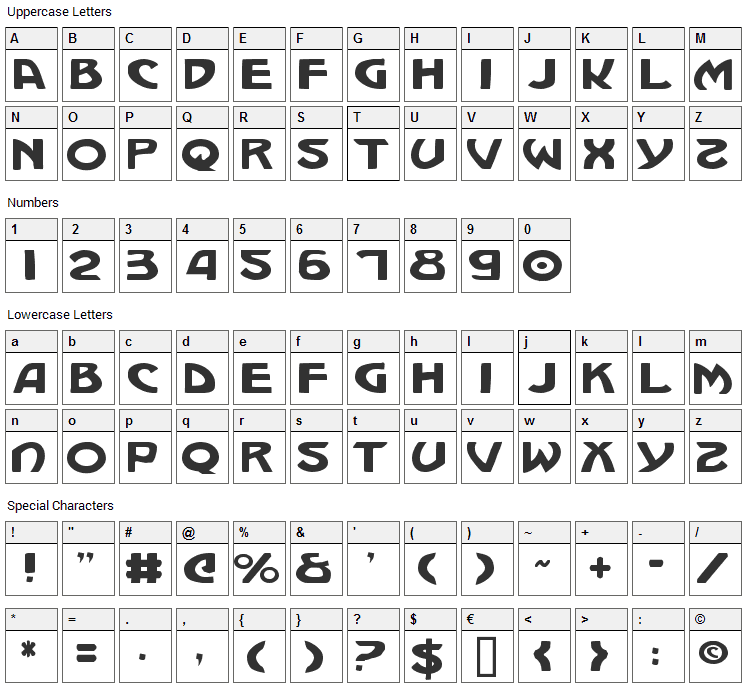 Machiavelli Font Character Map