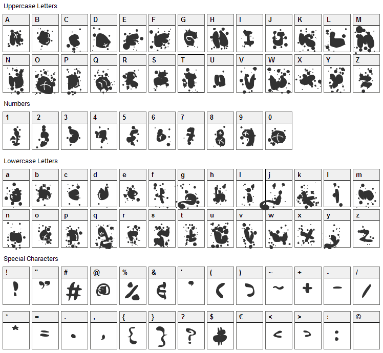 Mad Bubbles Font Character Map