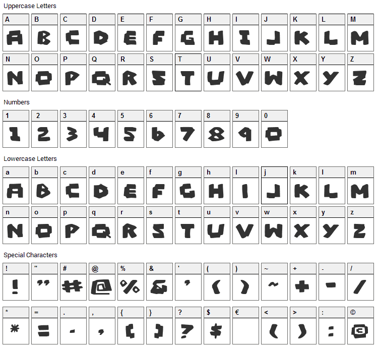 Mad Marker Font Character Map