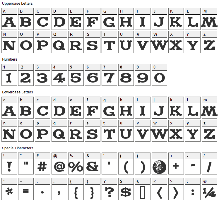 Madfont Regular Font Character Map