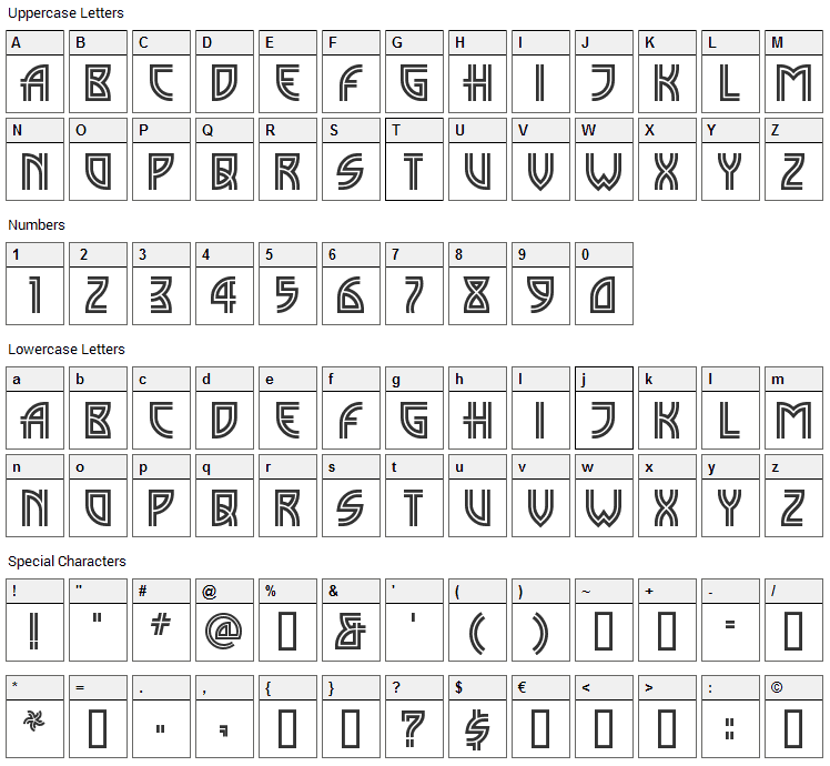 Madison Square Font Character Map