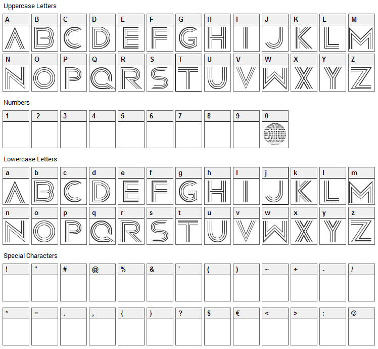 Madonna Font Character Map