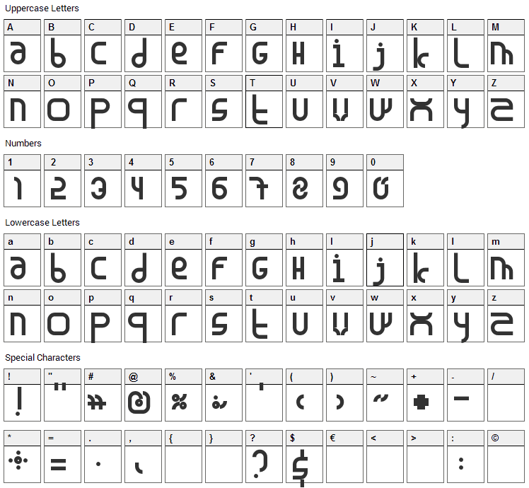 Madura Font Character Map