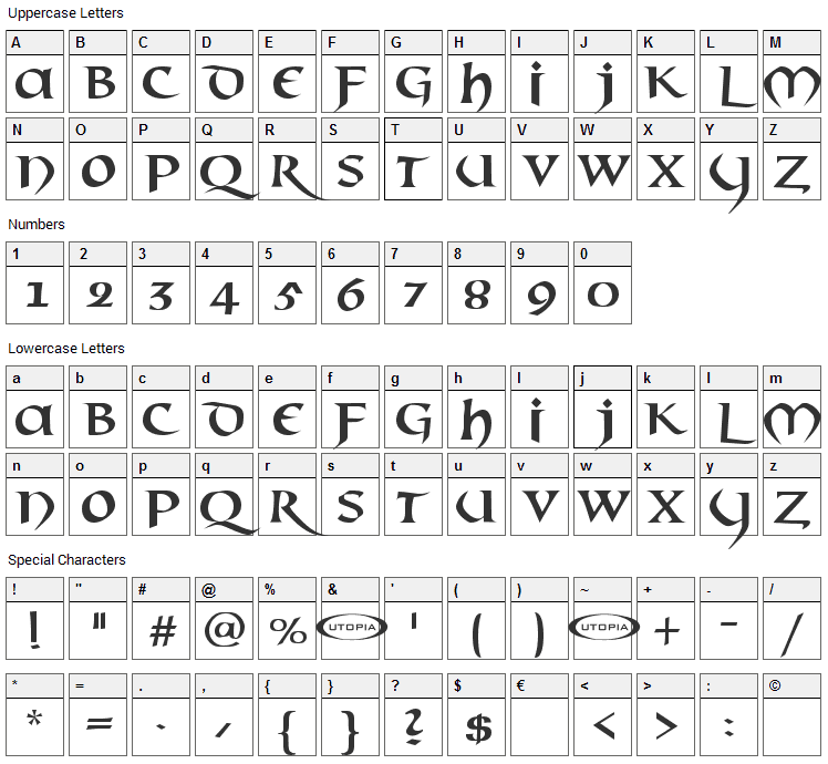 Mael Font Character Map