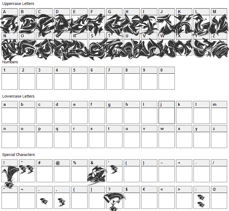 Maelstrom Font Character Map