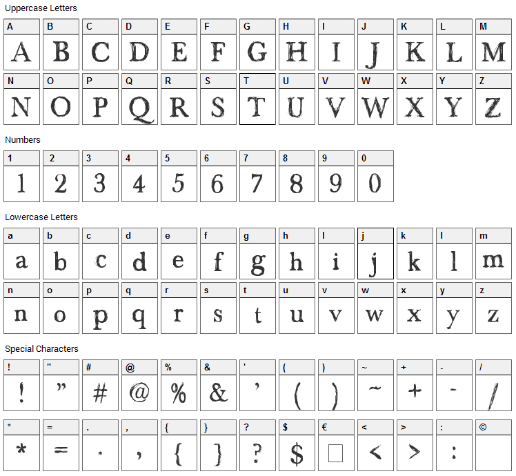 Maenan 2 Font Character Map