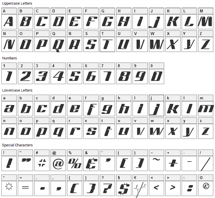 Magenta Font Character Map