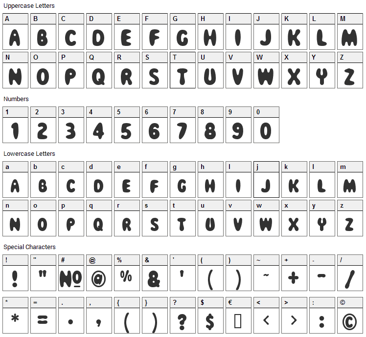 Magical Mystery Tour Font Character Map