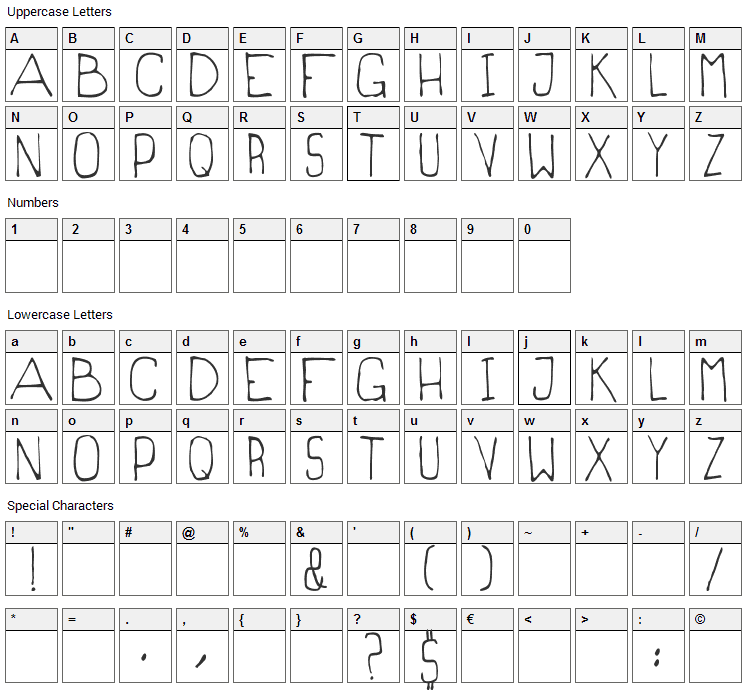 Magrilinha Font Character Map