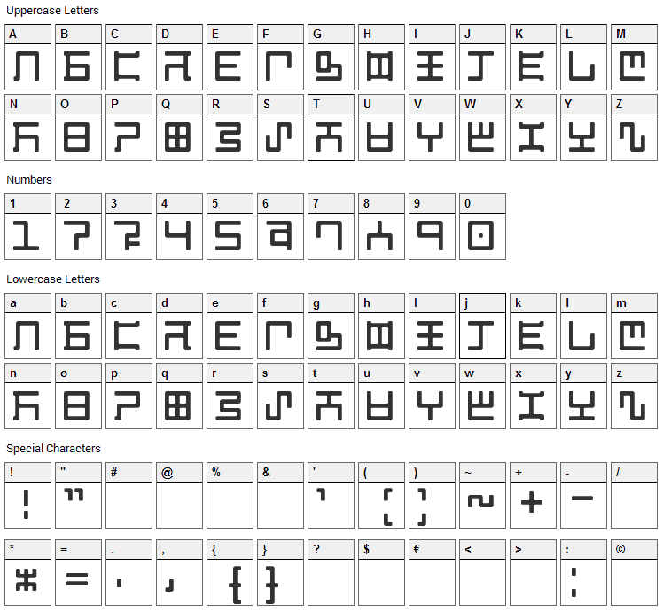 Magzetician Font Character Map