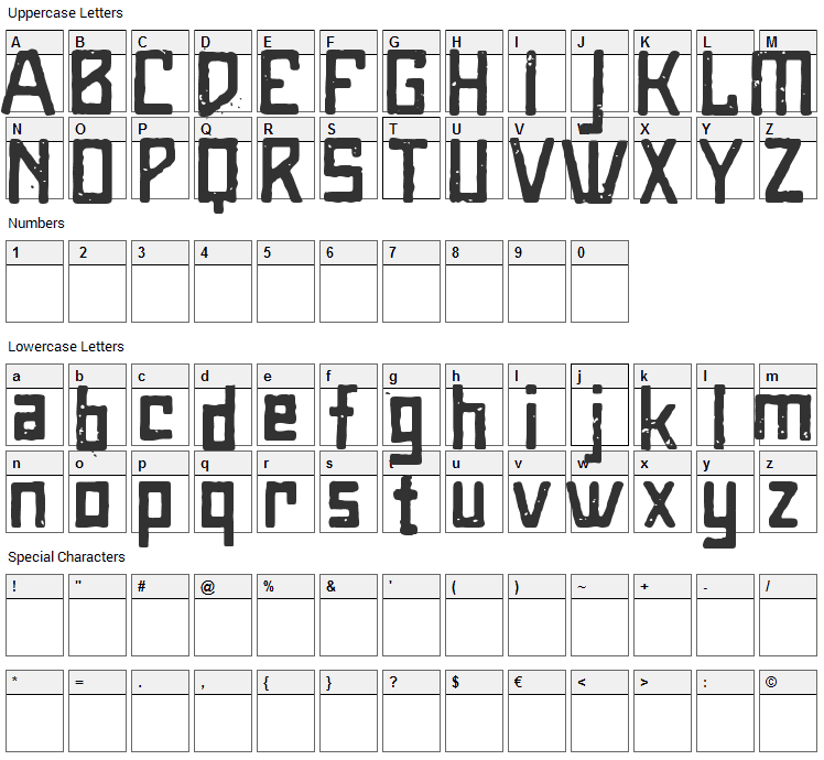 MaiersNr8 Font Character Map