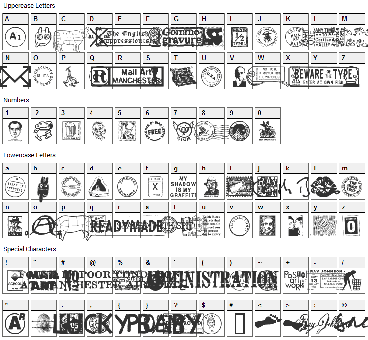 MailArt Graphics Font Character Map