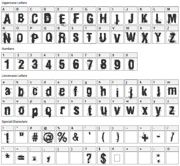 Mainpar Font Character Map