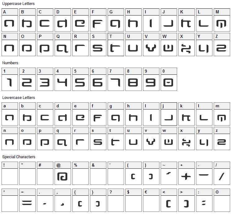 Majispirit Font Character Map