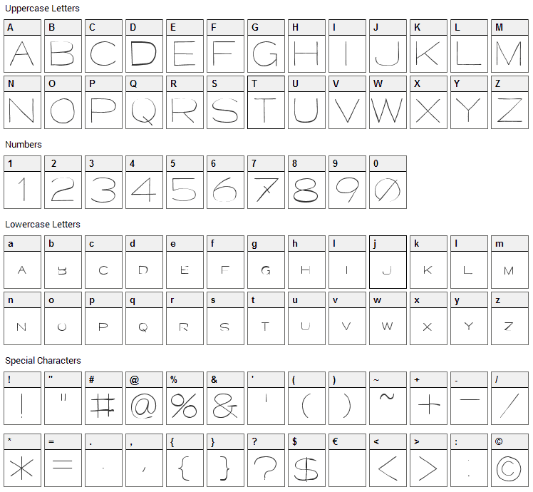 Major Kong Font Character Map