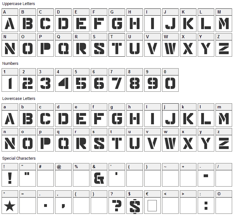 Major Snafu Font Character Map