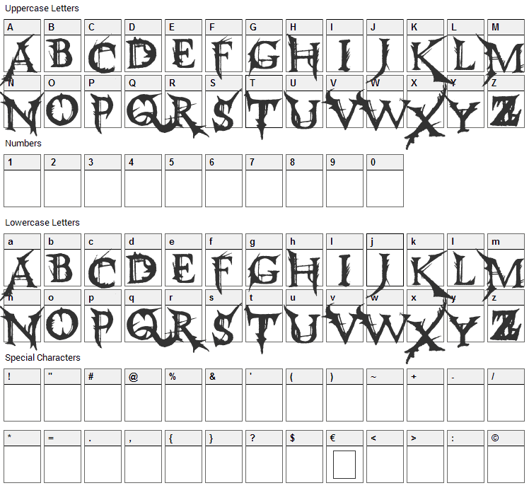 Make Juice Font Character Map