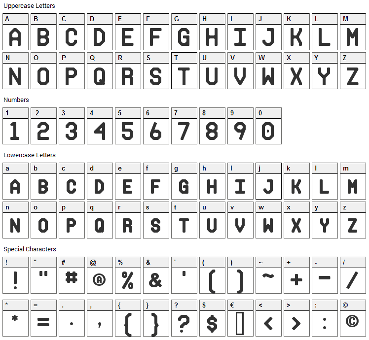 Makisupa Font Character Map