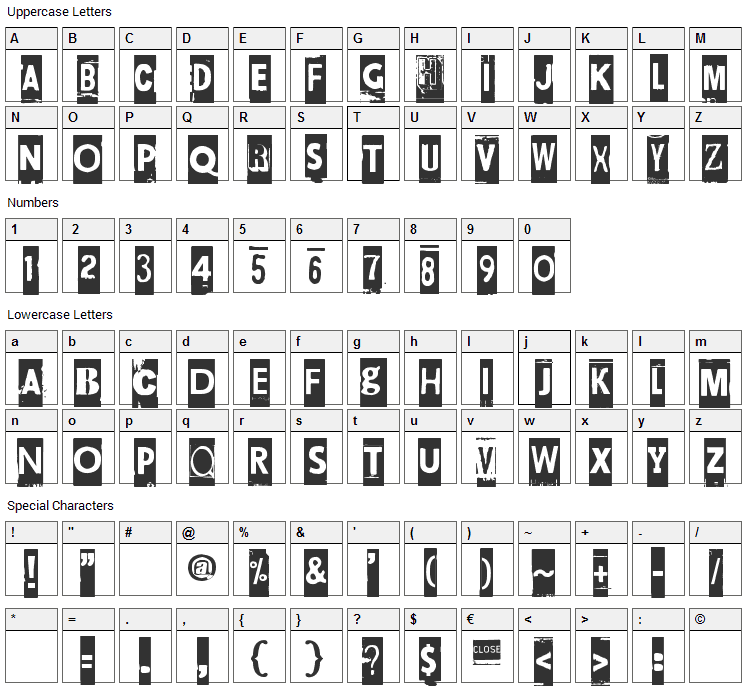 Maksukehoitus Font Character Map
