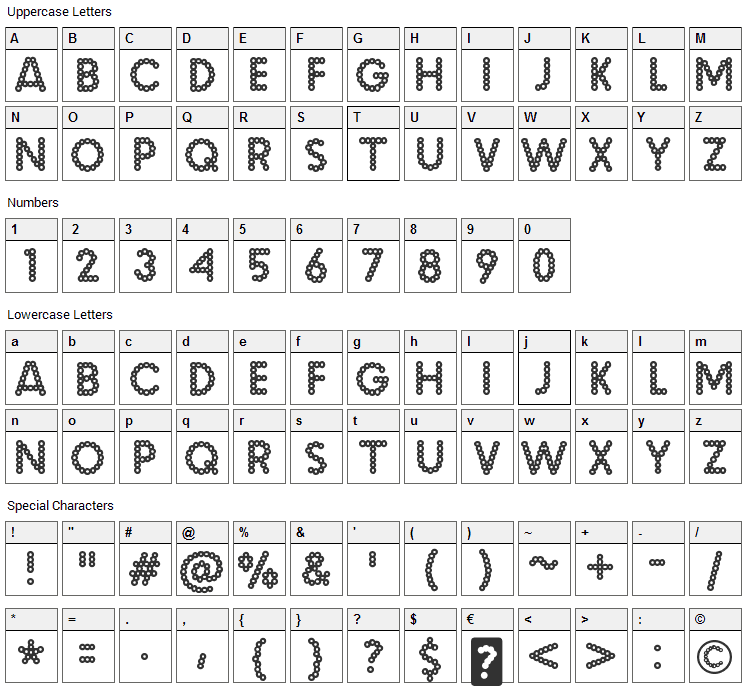 Malache Crunch Font Character Map