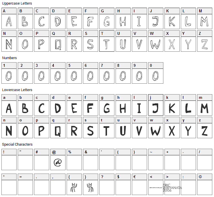 Malkmus Erc 001 Font Character Map