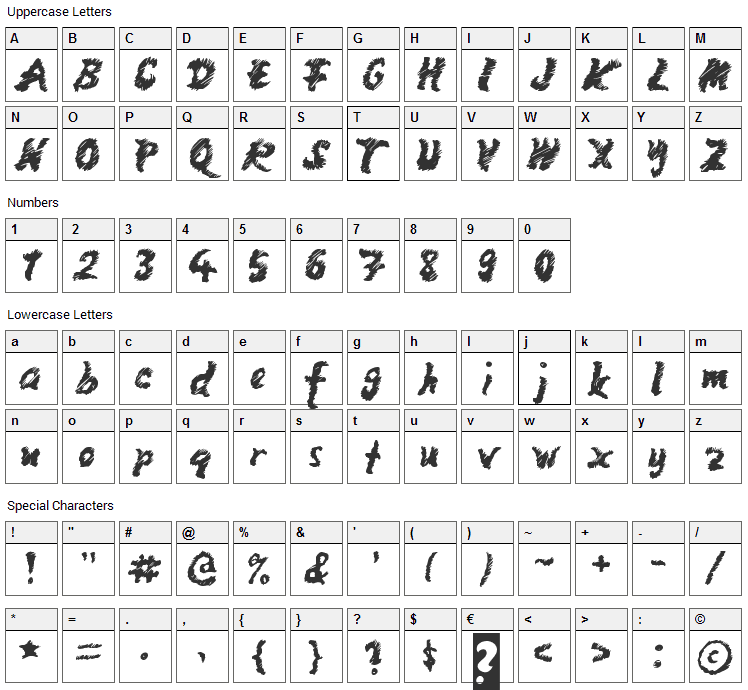 Mango Scribble Font Character Map