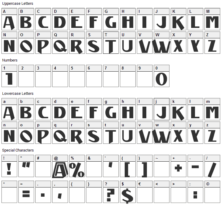 Manifest Font Character Map