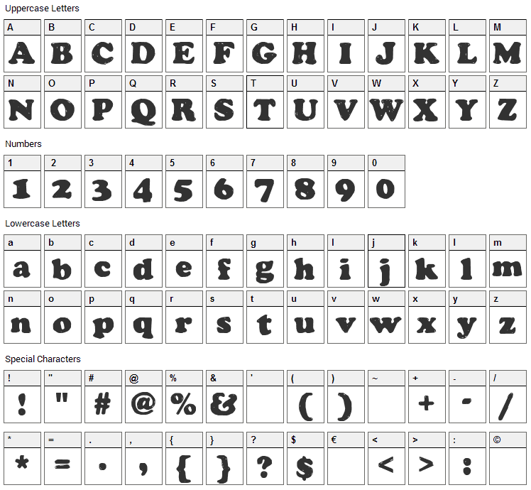 Manual Cookie Bucket Font Character Map