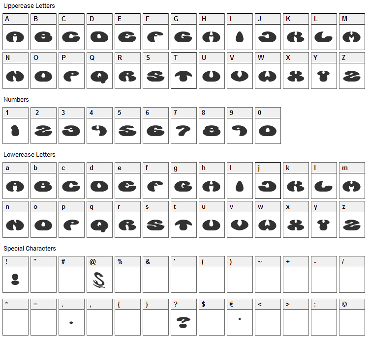 Manzyu Font Character Map