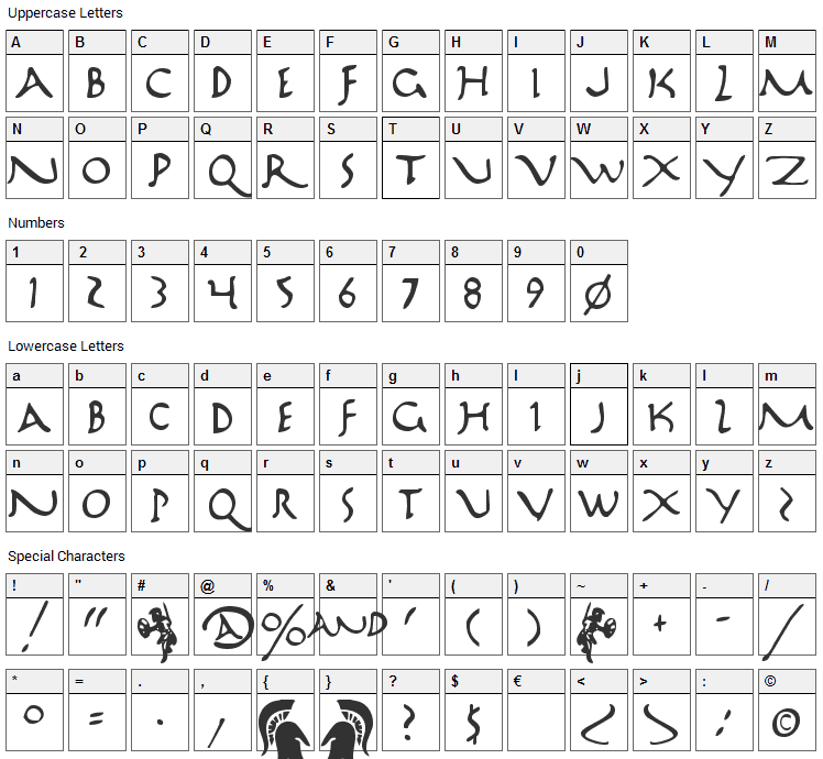 Marathon Font Character Map