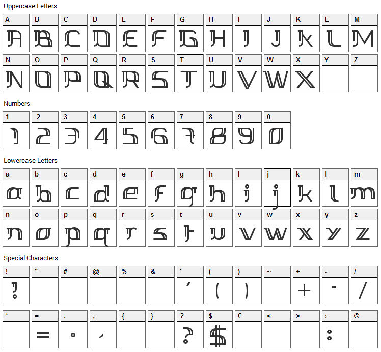 Margarette 01 Font Character Map