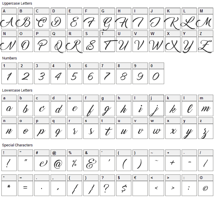 Marguerite Font Character Map