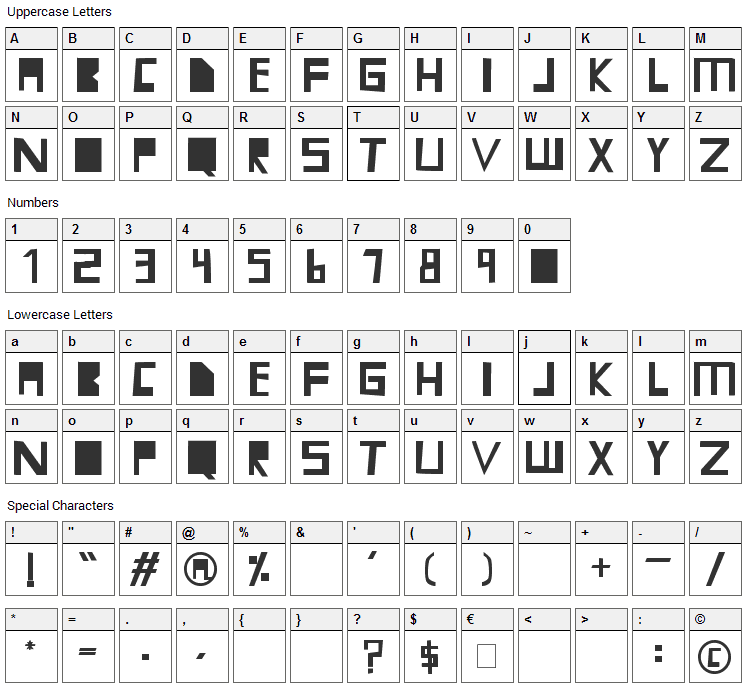 Mari Font Character Map