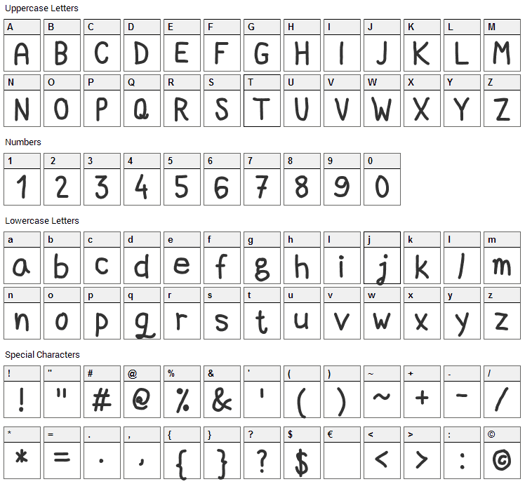 Marker Quick Font Character Map