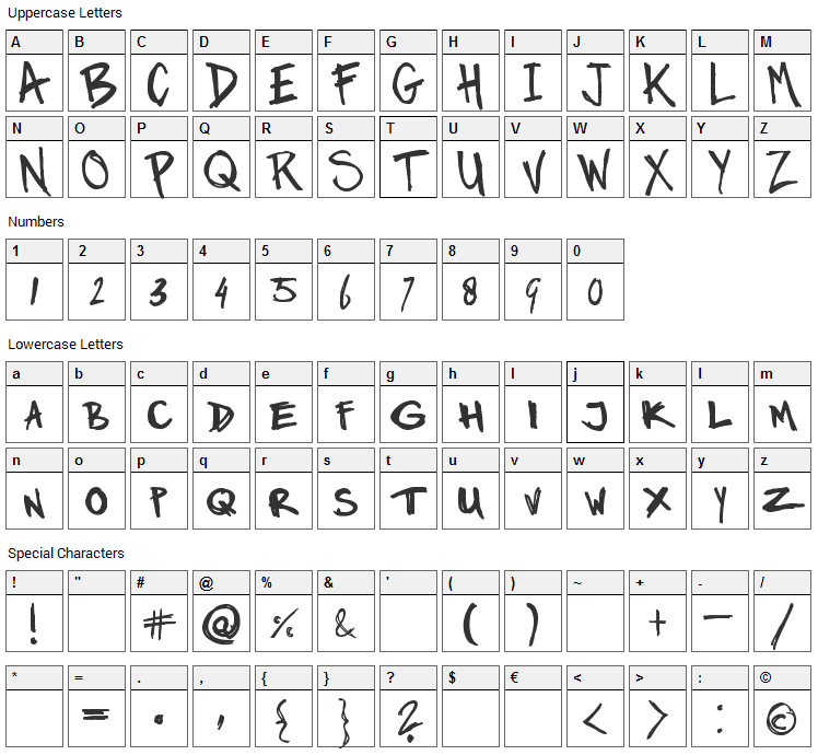 Marker Twins Font Character Map