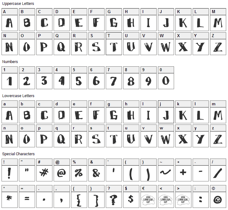 Marky Marker Font Character Map