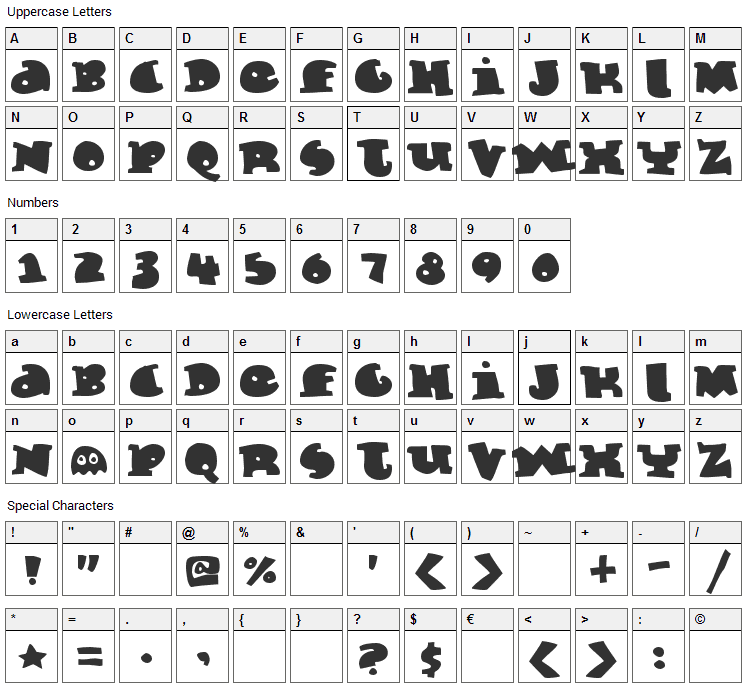 Marmelade Guys Font Character Map