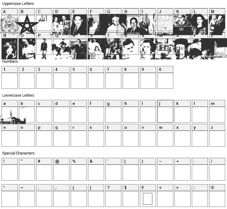 Maroc Font Character Map