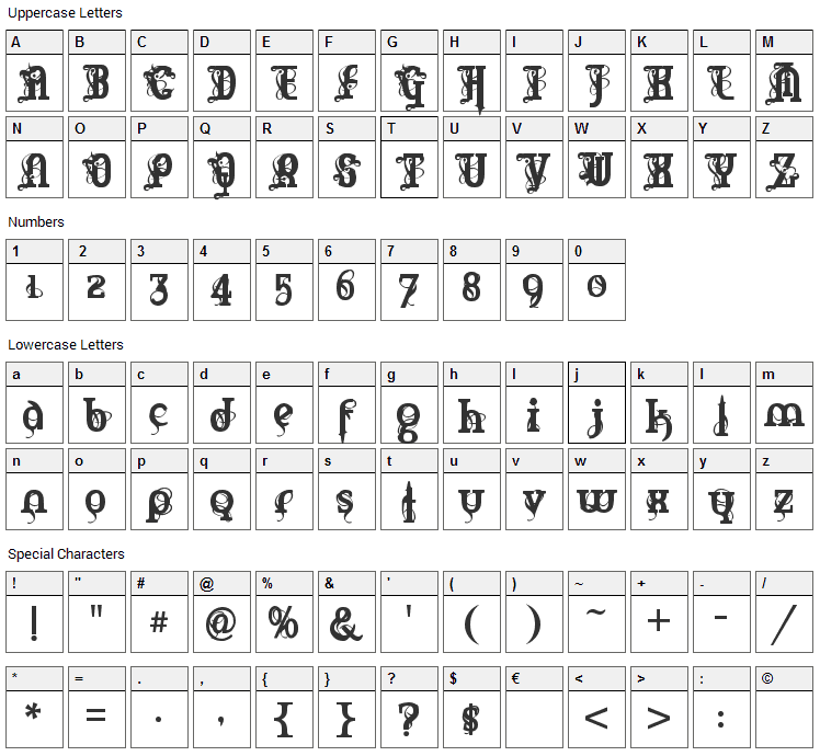 Marquis De Sade Font Character Map