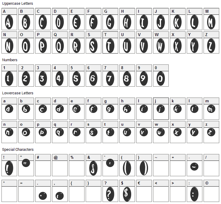 Marrididdles Font Character Map