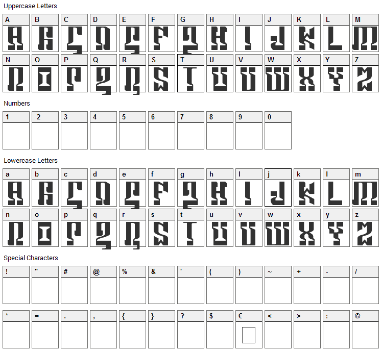 Marshorsbn Font Character Map