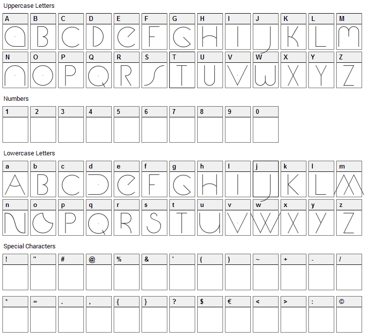 Marte Font Character Map